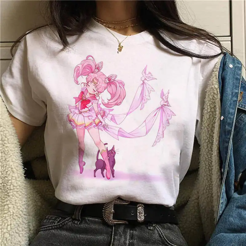 

Sailor Moon Funny Cartoon Harajuku Femela Tops Ullzang Anime T-shirt 90s Korean Style Tshirt Graphic Top Tees T Shirt Women