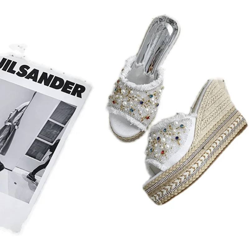 

Sandals Women Summer New Fashion Rhinestone Wedges Heel Sandals Shoes