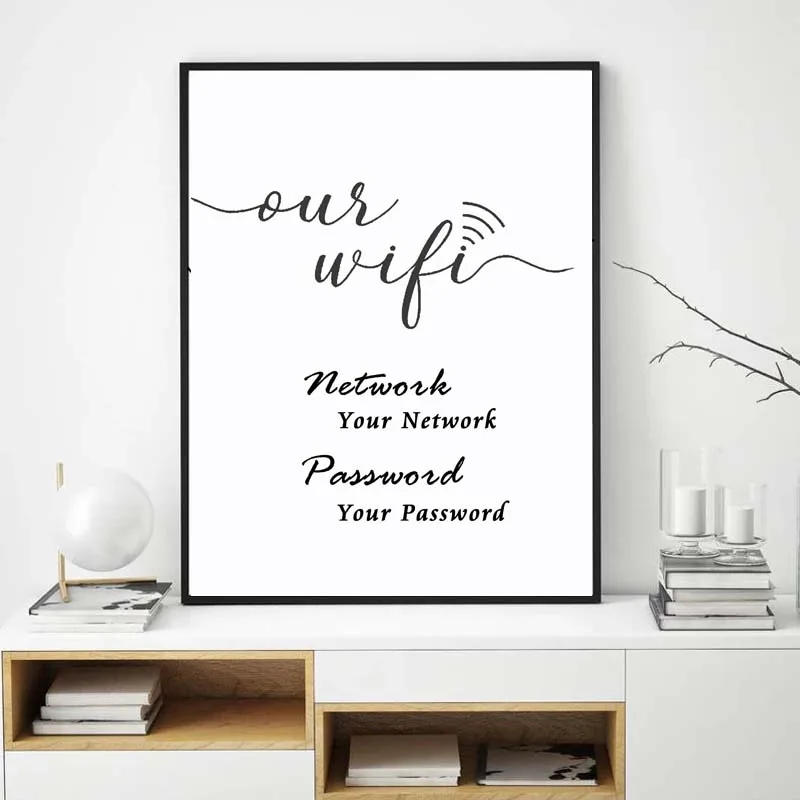 Wi-Fi-знак с паролем художественные принты на заказ Wi-Fi-сетевой знак плакат Картина