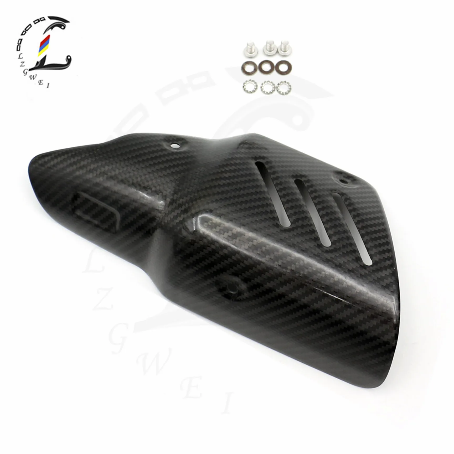 

Motorcycle Exhaust Link Pipe Cover Carbon Fiber Cover Guard Anti-Scalding Exhaust Heat Shield Protector Inverted Triangle