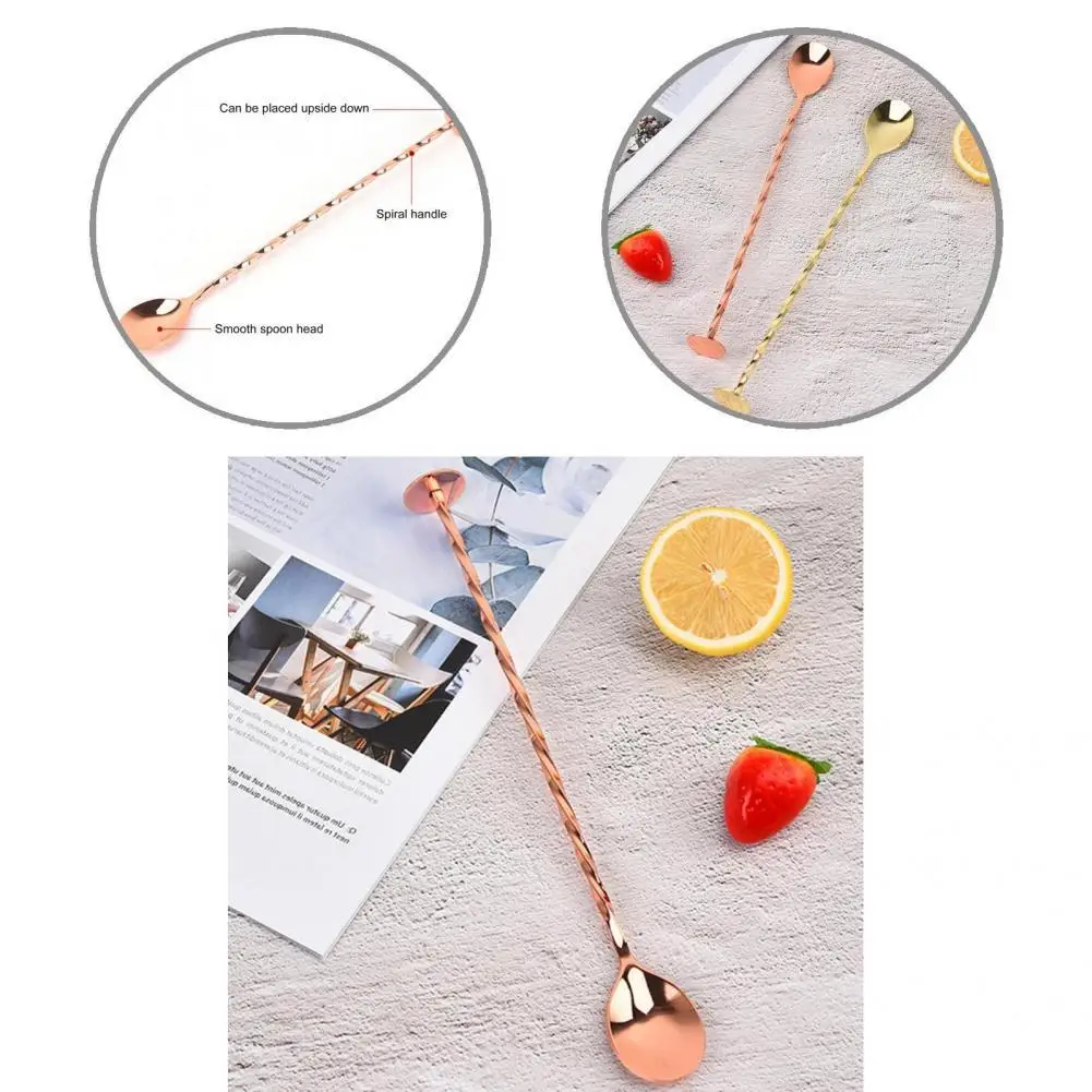 

Cocktail Spoon Stainless Steel Stirring Spoon 4 Colors Comfortable to Grip Good Wine Cocktail Stirring Spoon Kitchen Tools