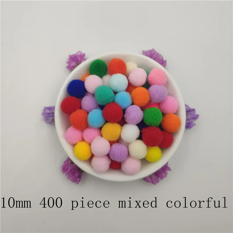 400 piece mixed 1600 шт 10 мм помпоны меховой плюшевый шар для рукоделия DIY ювелирных изделий для дома, свадьбы, украшения одежды, праздничные принадлежности для мероприятий - Цвет: 400 piece mixed