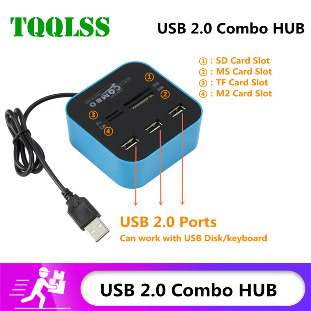 

Высокоскоростной USB-разветвитель TQQLSS с 3 портами и кардридером