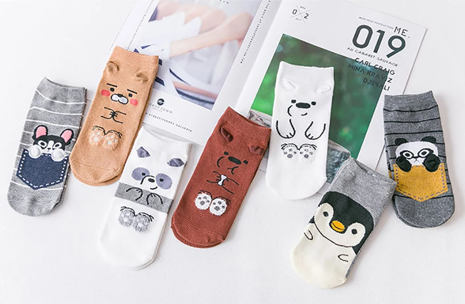 Новинка милые короткие носки с изображением панды пингвина собаки мультяшного