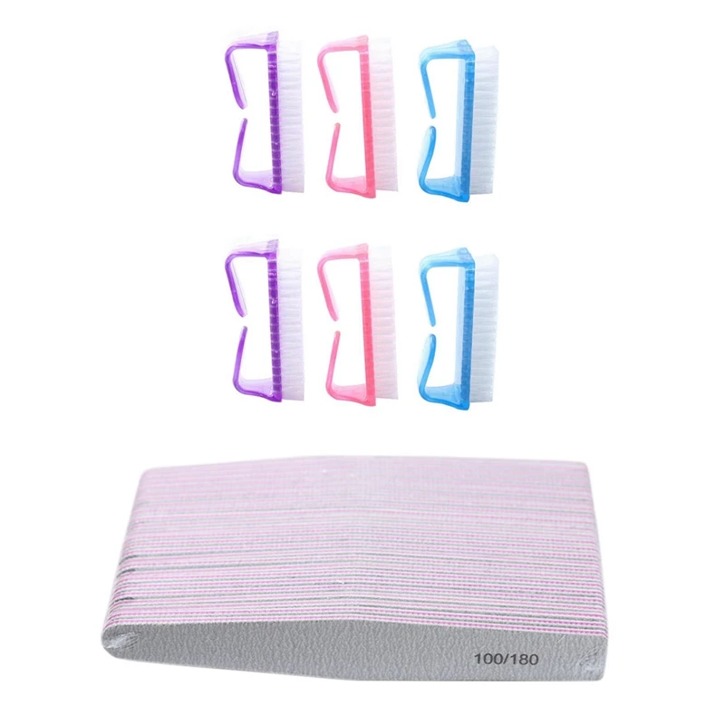 

50 шт., двусторонняя щётка для чистки ногтей, 6 наборов