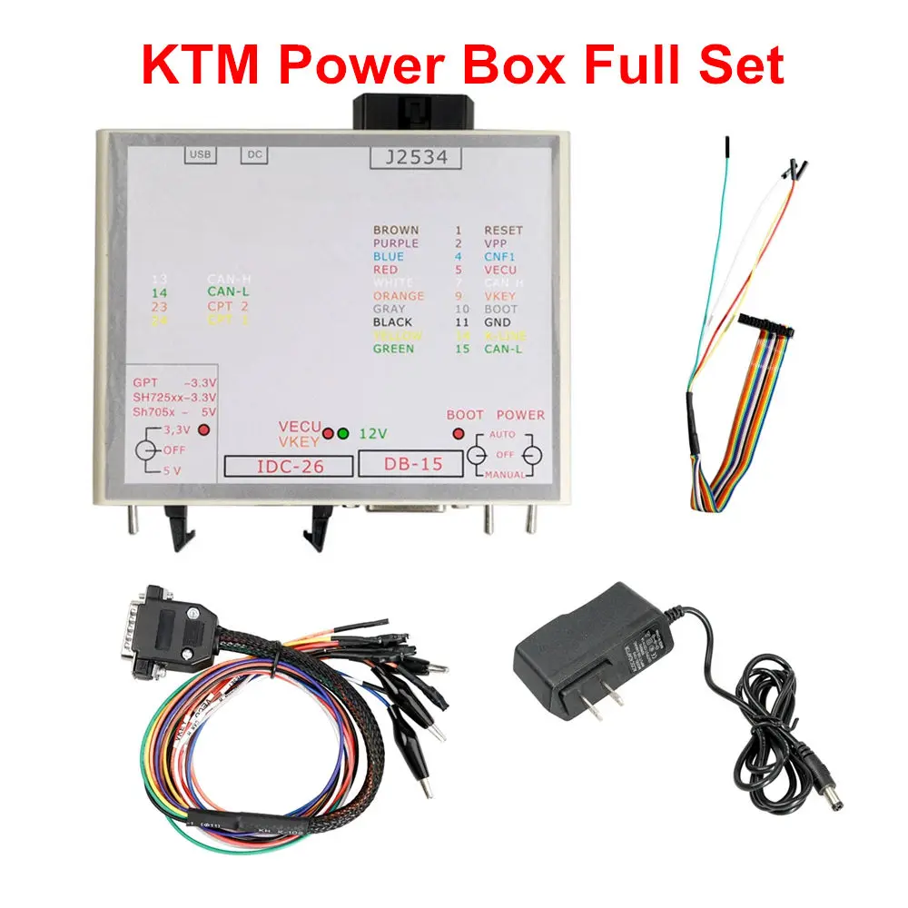 Full set Высококачественный блок питания работает для KTM JTAG для Hitachi KTM FLASH j2534 KTMFLASH автомобильный ECU программист - Цвет: Full set