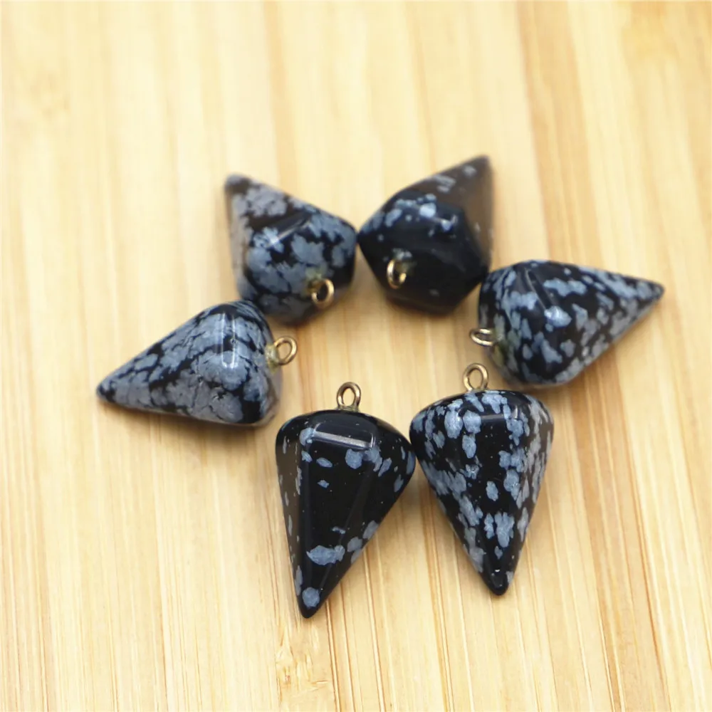 

Fashion Natural Stone Alabaster High Quality Hexagonal Pyramid Pendant Jewelry Free Shipping 2020 New Products