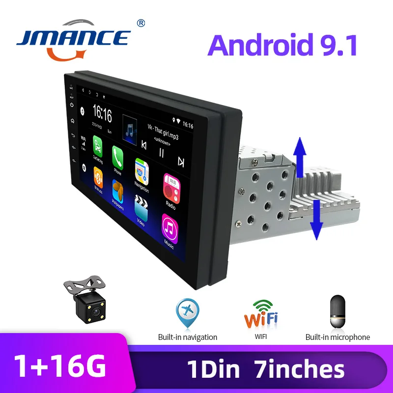 

Автомагнитола 1DIN, FM, 7-дюймовый дисплей, Android 9,1, с контактным экраном 1080P, четырехъядерный процессор, GPS-навигация