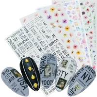 1 sheet ultra thin gummed 3d nail art supplies decal flower letter fruit designs nail sticker nails accessories