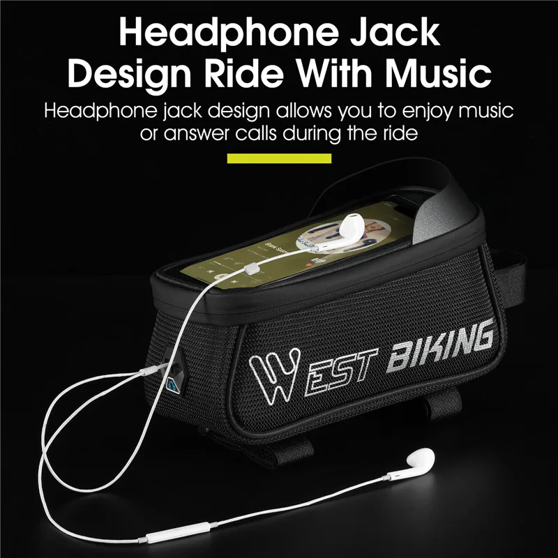 west biking bicycle bag rainproof 6 9inch phone case touchscreen mtb road bike pannier reflective frame bag cycling accessories free global shipping