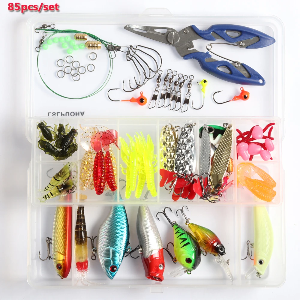 85 шт. набор рыболовных приманок с коробкой высокое качество гольян Кривошип ВИБ