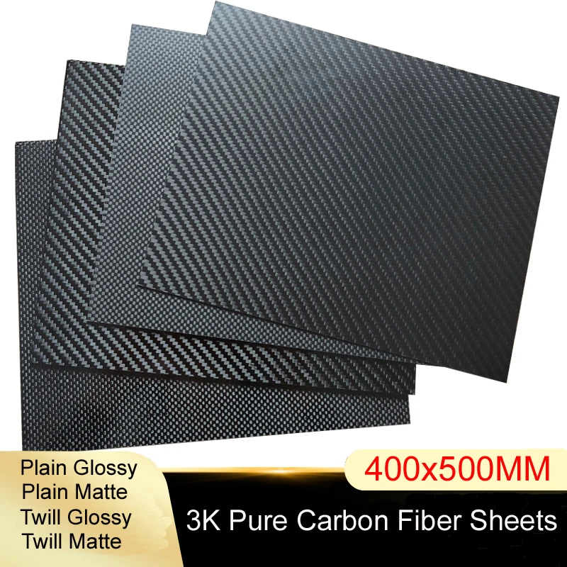 

400x500mm Full 3K Carbon fiber Plate sheet High strength Carbon Board panel thickness 1mm 1.5mm 2mm 2.5mm 3mm 4mm 5mm 6 mm
