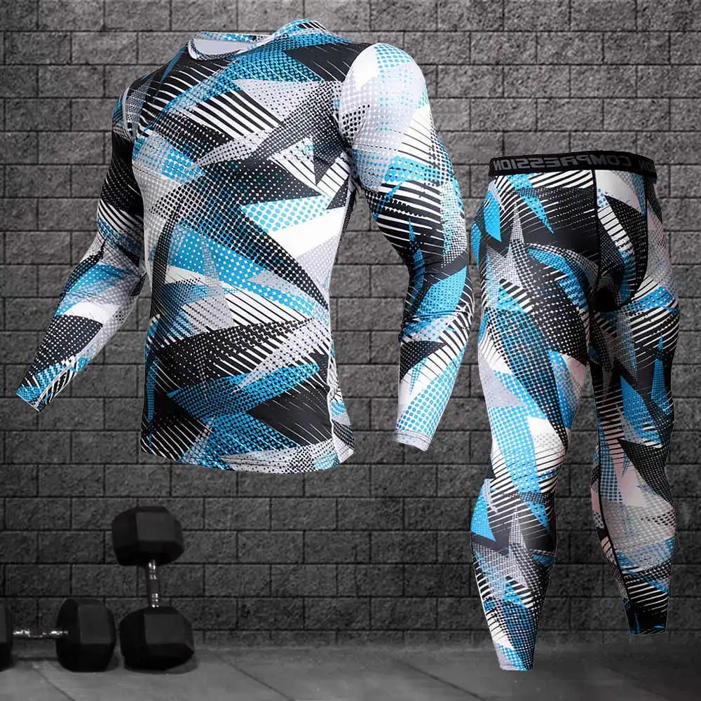 Новинка 2021 мужской компрессионный комплект из трико для бега спортивный костюм