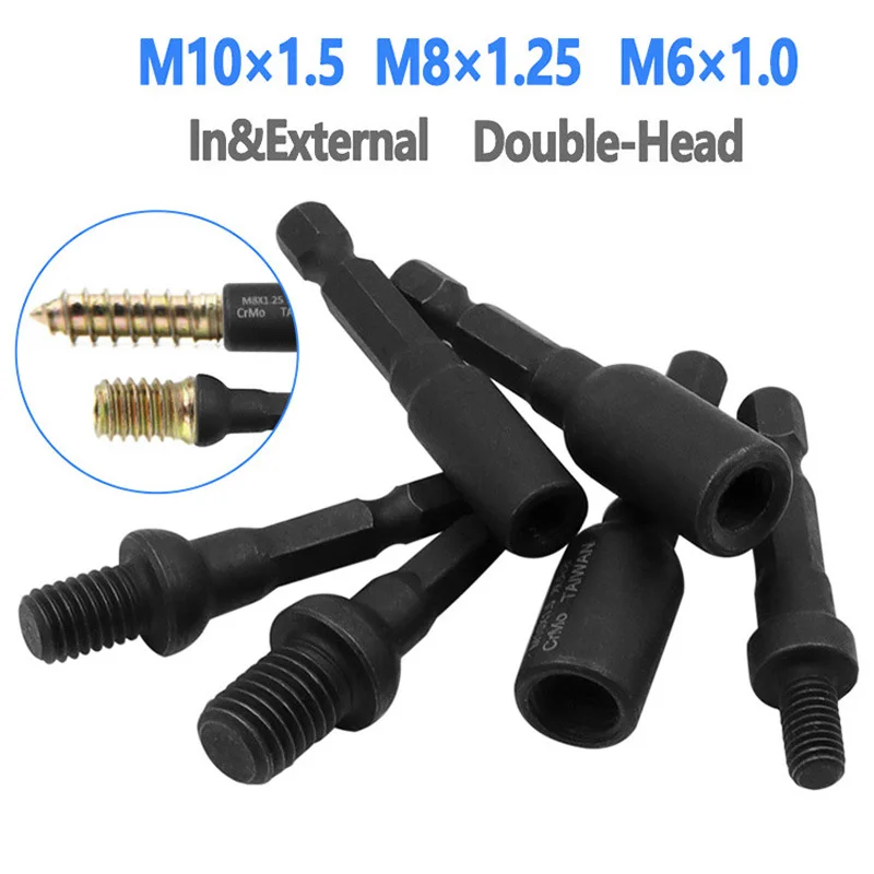 1pcs M6/M8/M10 6.356mm Hex Handle Screw Socket Internal External Tooth Screw Sleeve Double Head Screwdriver