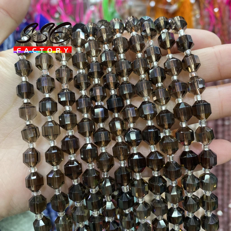 

Faceted Natural Stone Beads Smoky Quartzs Crystal Loose Spacer Beads For Jewelry Making DIY Bracelets Necklace 8mm 15 inches