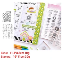 daily life small labels clear stamps and metal cutting dies diy scrapbooking paper photo album crafts seal punch stencils