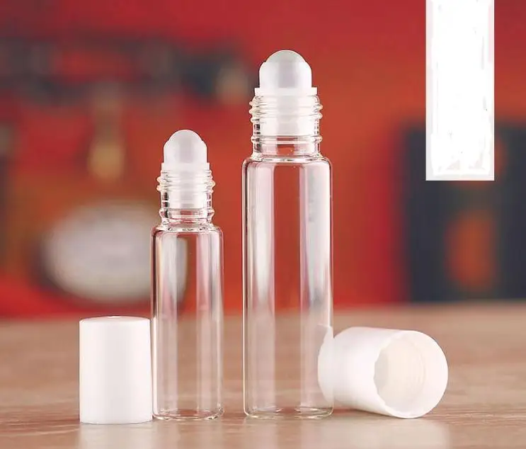 

300pcs 5ml 10ml Clear Glass Essential Oil Roller Bottles Cosmetic Transparent Aromatherapy Perfume Lip Oil Roll On Bottles SN