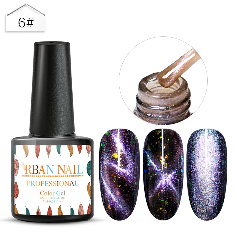 RBAN NAIL УФ Гель-лак для ногтей волшебный Звездный Гель-лак для ногтей с эффектом «кошачий глаз» лак Магнитный голографический УФ замачиваемый стойкий Гель-лак - Цвет: K0806