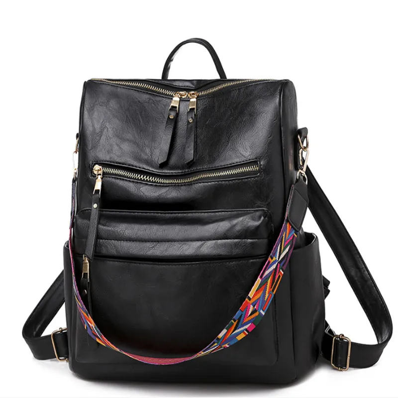 Повседневные женские рюкзаки из высококачественной натуральной кожи однотонные