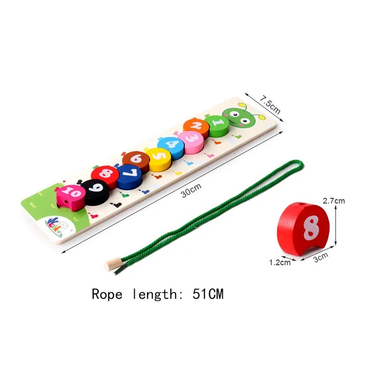 Классическая развивающая игрушка Монтессори деревянные бусины и гусеницы