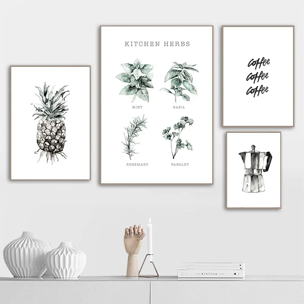 

Minimalist Poster Canvas Nordic Botanical Kitchen Herbs Sketch Bottle Word Painting Art Print Wall Picture For Living Home Decor