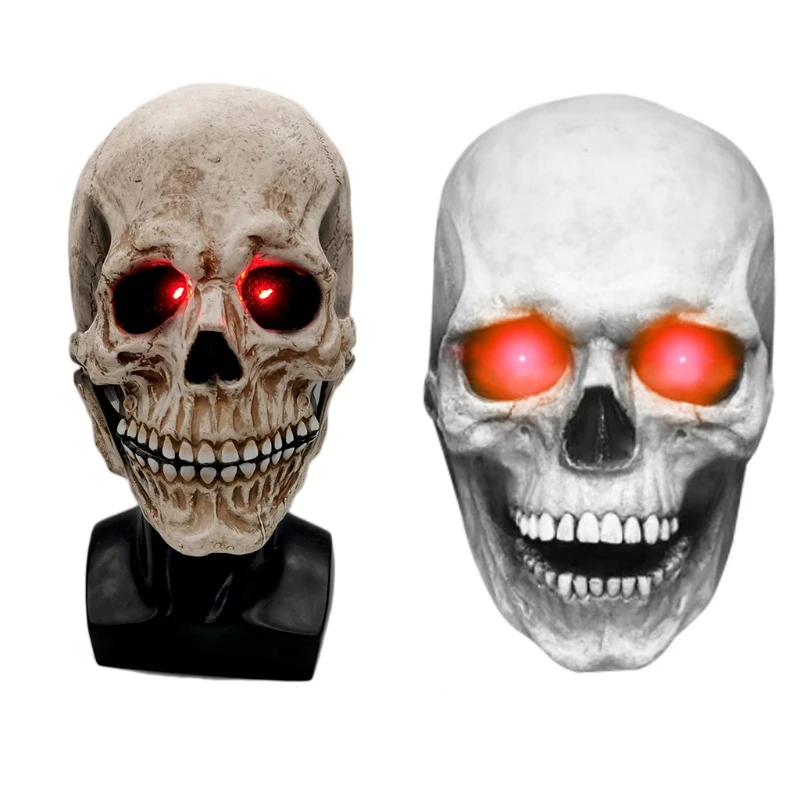 

Маска с черепом на всю голову/шлем с подвижными челюстями светящаяся маска для вечевечерние НКИ на Хэллоуин реалистичное страшное украшени...
