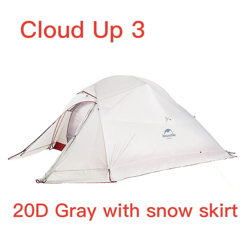 Naturehike Cloud Up Series 20D нейлоновая Сверхлегкая походная палатка водонепроницаемая ветрозащитная HikingTent для 3 человек NH18T030-T - Цвет: 20D Gray-skirt