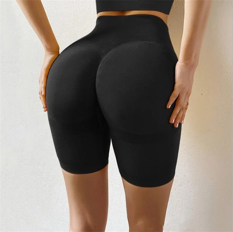 

Slim Fit High Waist Yoga Shorts Hip Push Up Women Gym Plain Soft Nylon Fitness Running Shorts Tummy Control Workout Gym Shorts