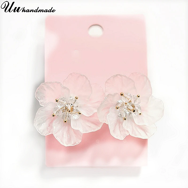 Женские полупрозрачные акриловые серьги-гвоздики серьги с цветком модные