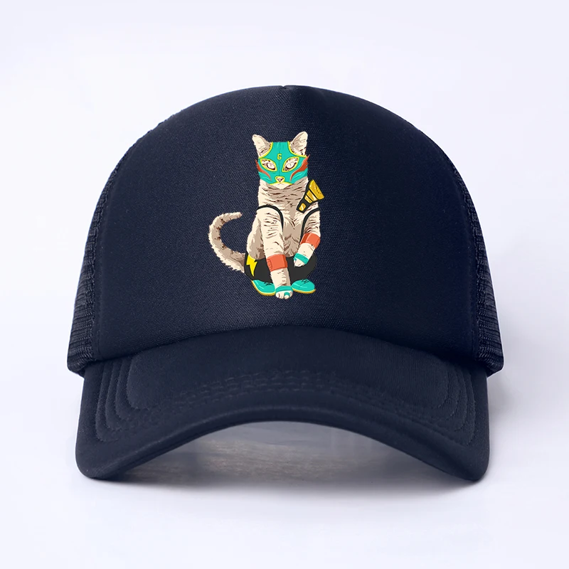 

Japanese Anime Cat Casual Plain Mesh Baseball Cap Adjustable Snapback Hats for Women Men Hip Hop Trucker Cap
