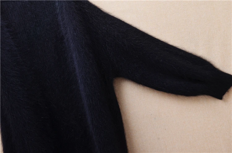 Женская Толстая теплая Длинная черная пушистая норковая кашемировая длинная