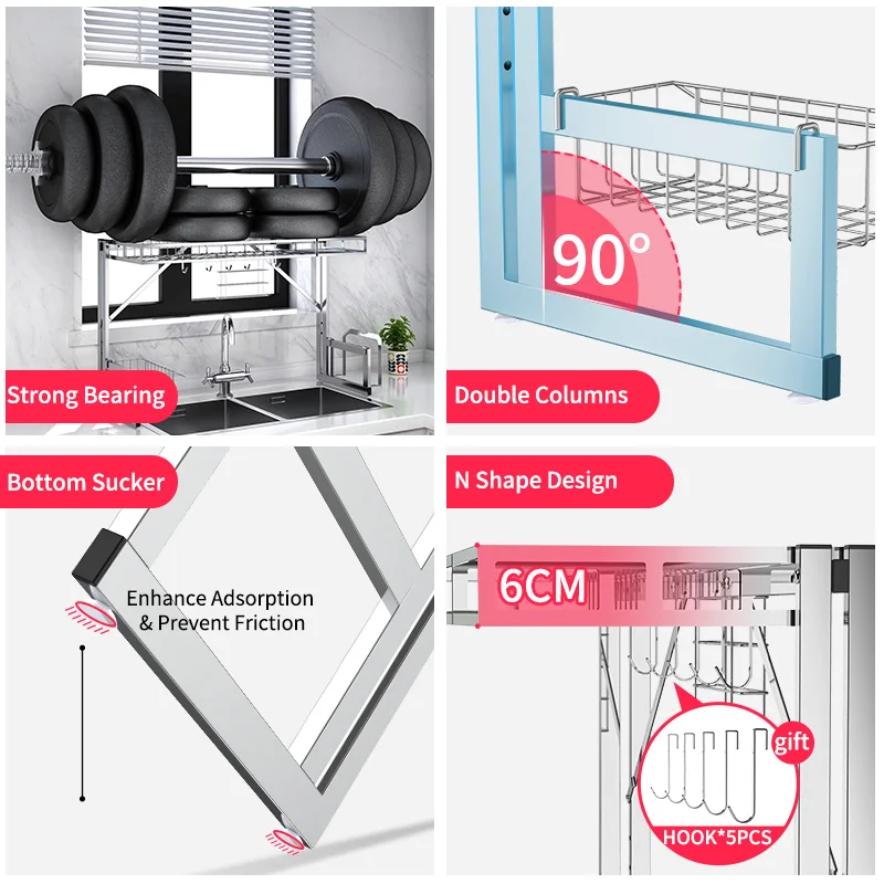Кухонная полка из нержавеющей стали для сушки посуды бытовой Органайзер