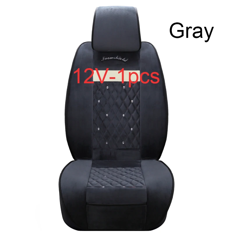 12V-1 Pcs Gray 12 В Роскошные брендовые электрические парные чехлы для сидений с подогревом, зимние подушки для сидений автомобиля, теплые подушки для сидений, подходят для большинства автомобилей - Название цвета: 12V-1 Pcs Gray
