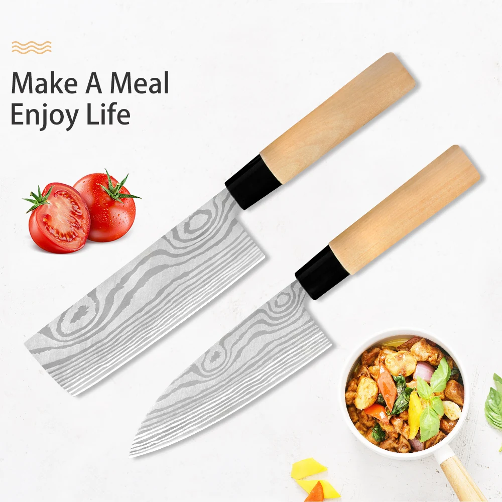 XYj кухонный нож 7 дюймов Santoku разделочные ножи 9 дюймов нож сашими с деревянной ручкой для нарезки японский нож шеф-повара