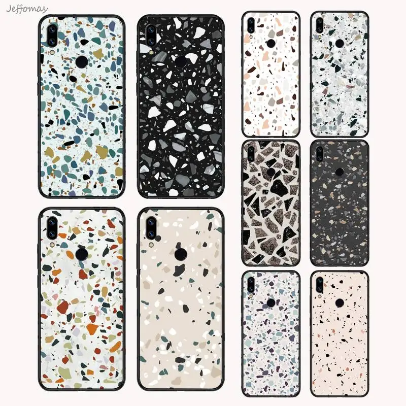 

Glitter Gold Foil Marble Terrazzo Stone Phone Case For Xiaomi Redmi Note 4 4x 5 6 7 8 pro S2 PLUS 6A PRO cover funda shell coque