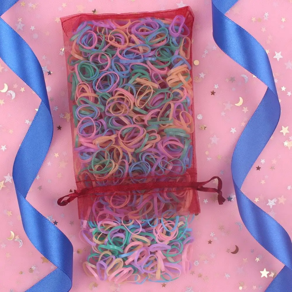 2019 New TPU material girls elastic hair bands ponytail neon pink rubber accessories for kids 600pcs/lot | Детская одежда и обувь