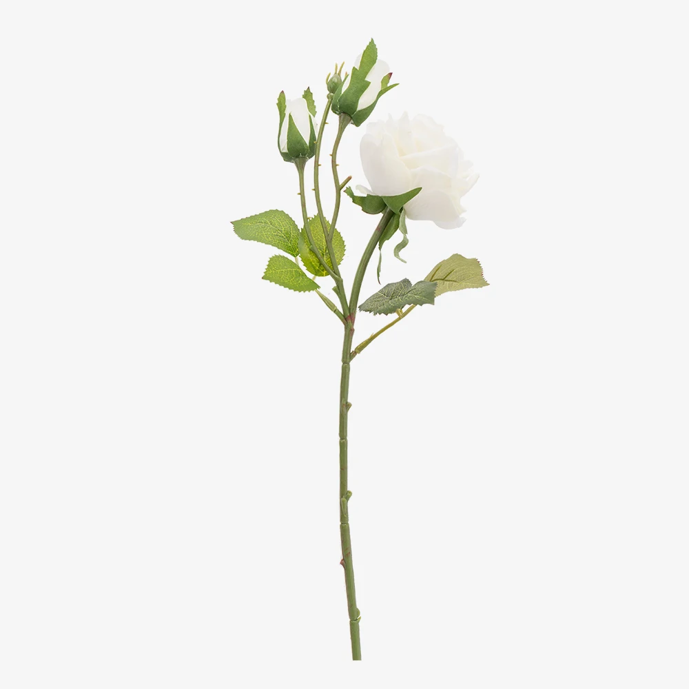 White Красивые большие искусственные розы, латексные цветы, ветка 2 бутона, настоящие на ощупь, свадебные фальшивые цветы для дома, рождественские украшения, белые - Цвет: White