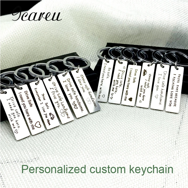 

2021 Customized Couples Keychain Boyfriend Girlfriend Keyring Husband Anniversary Valentine Day Gift Promise Women Men KeyChain
