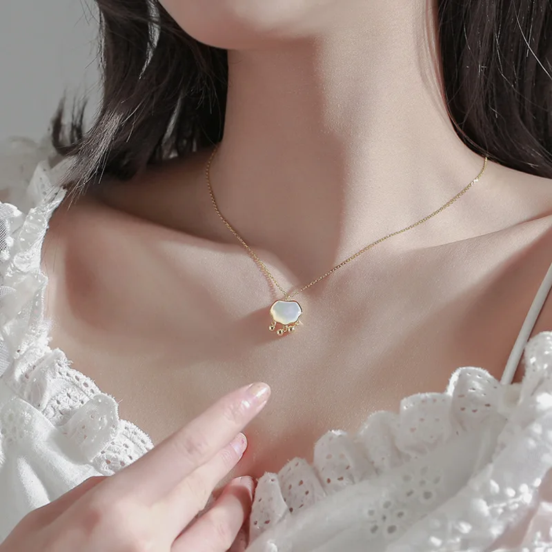 

925 Sterling Silver Shell Lock Charm Pendant Choker Necklace For Women Girls Statement Wedding Fashion Jewelry dz131