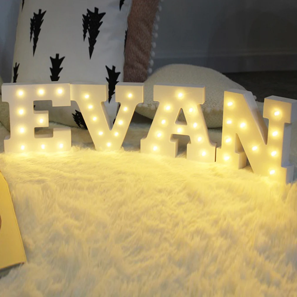 Деревянный 26 букв светодиодный Ночной светильник праздничный вечерние