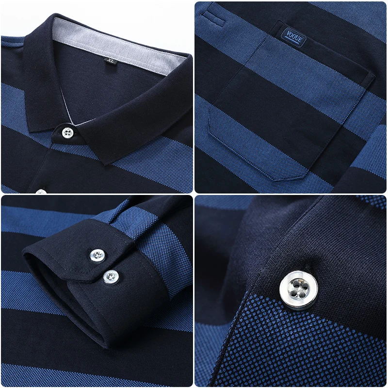 

Anti-shrink Striped Loose Fashion Polo T Shirt for Men 2020 New Autumn Men Clothing