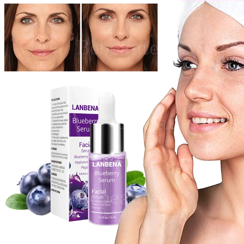 Сыворотка для лица Lanbena увлажняет кожу экстрактор черники пептид с гиалуроновой