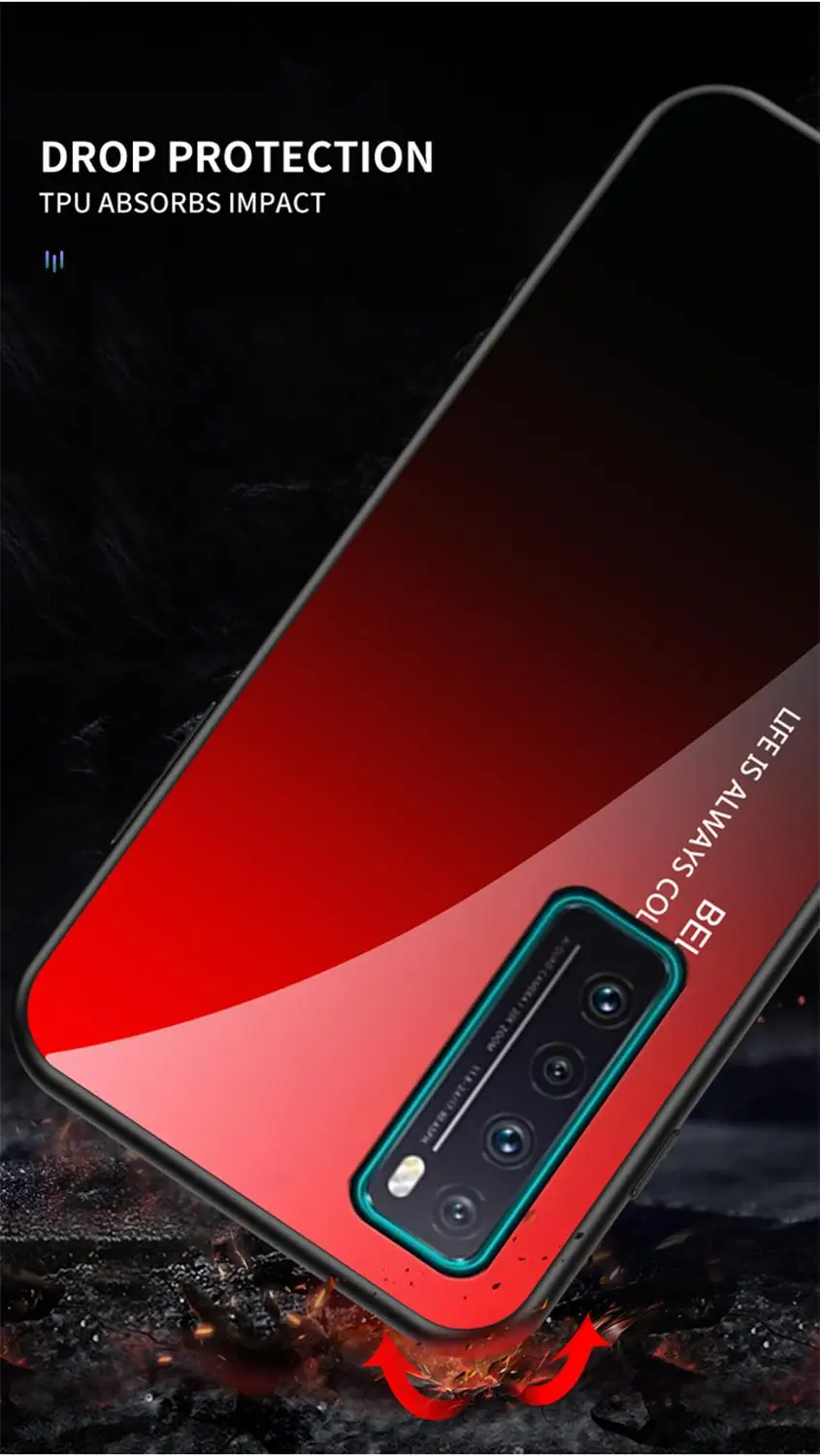Градиентный стеклянный чехол для телефона Huawei Nova 7se 7 витражный из закаленного
