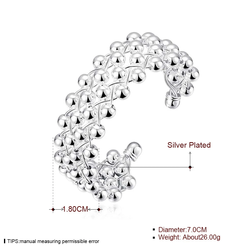 

New Style 925 Sterling Silver All Smooth Bead Bracelet Grape Bead Bracelet For Women Wedding Engagement Fashion Charm Party Jewe