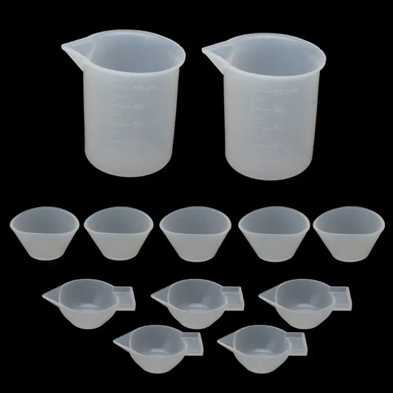 

12Pcs Resin Silicone Mixing Measuring Cups 100ml 20ml 10ml For UV Resin Mold DIY Resin Casting Jewelry Making Tools Kit HX6F