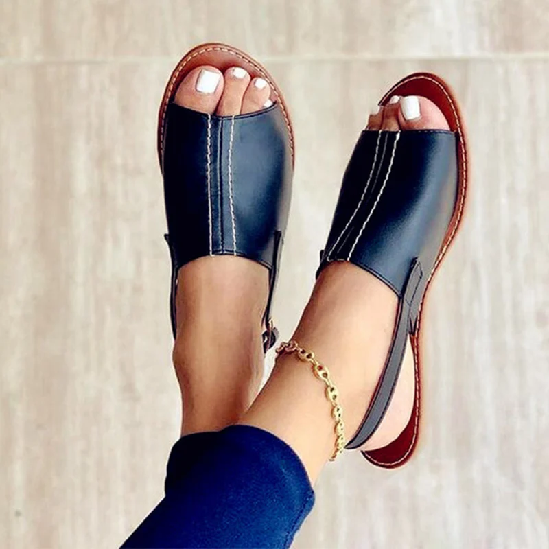 

Women's Summer Sandals Female Slippers Flat Woman Peep-toe Comfort Slip-on Sandalias Casual Shoes Mujer Slingback