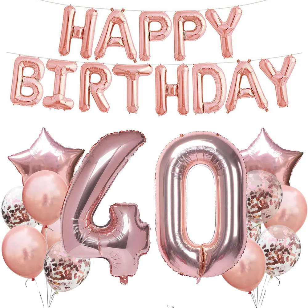 40th birthday set 1 AMAWILL, розовое золото, 32 дюйма, 30 см, с днем рождения, конфетти, шары, с днем рождения, 30 лет, вечерние украшения, для мужчин и женщин, вечерние украшения - Цвет: 40th birthday set 1