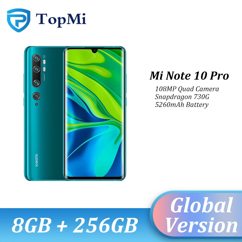 В наличии! Глобальная версия Xiaomi Mi Note 10 Pro 8 Гб оперативной памяти 256 ГБ 108MP