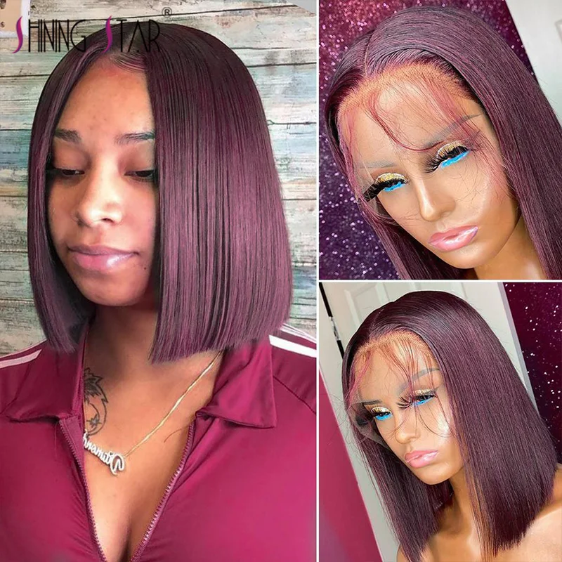 

Bob wig Burgundy Lace Front Human hair Wigs Transparent Lace Front Wig Brazilian Colored Blonde Human Hair Wigs Brown Wig Remy