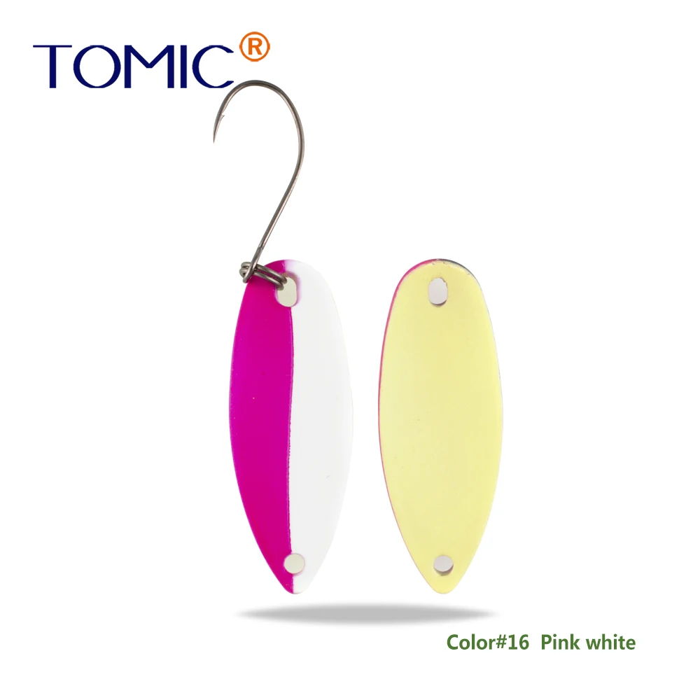 Pink White Tomic 2 г 3,5 г 5,5 г латунные рыболовные лезвия 1 шт. набор сверхлегкий УФ цвет металлическая приманка микро литье форель бас ложка - Цвет: Pink White